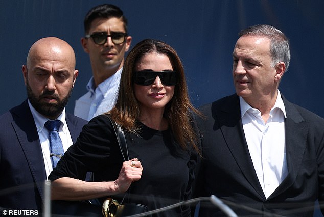 Jordan's Queen Rania was also seen arriving dressed in a chic all-black look