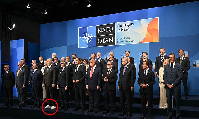 (Front row, fourth from left to right) Prime Minister of Albania Edi Rama, Prime Minister of Netherlands Dick Schoof, NATO Secretary General Mark Rutte, US President Donald Trump, Prime Minister Sir Keir Starmer and President of Turkey Recep Tayyip Erdogan pose with NATO country leaders for a photo
