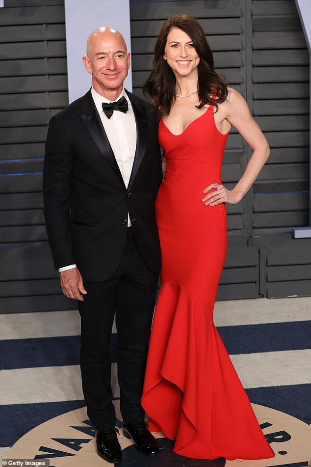 As Jeff Bezos prepares to marry Lauren Sanchez during a lavish three-day Italian ceremony, his ex-wife Mackenzie Scott couldn't be further away - in every sense (Jeff and MacKenzie pictured in 2018)