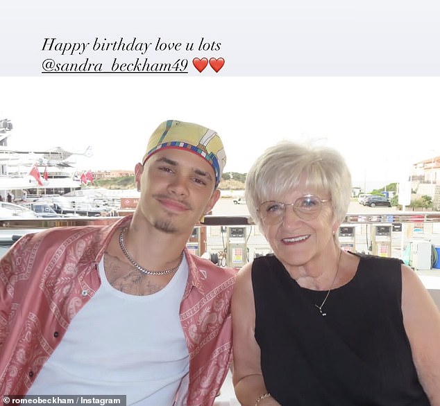 Brooklyn's youngest brothers Cruz and Romeo also wished Sandra a happy birthday on their social media pages (Romeo and Sandra pictured)