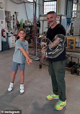 Her three kids looked to be having the time of their lives as they tried out glass blowing and did some sightseeing