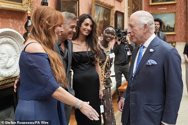 Yesterday, George and Amal turned on the charm as they joined King Charles at a star-studded reception at Buckingham Palace