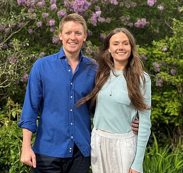 Harry's transatlantic dash has seen him miss multiple friendship milestones, such as Hugh's 2024 wedding to Olivia Henson (pictured together in official photo to mark their engagement)