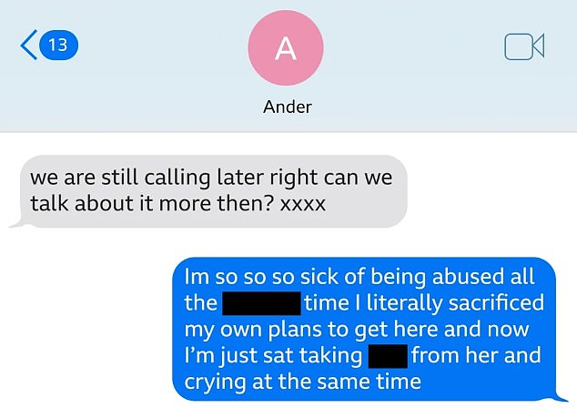 Text messages between Ander and his former Cambridge graduate girlfriend Paloma Shemirani