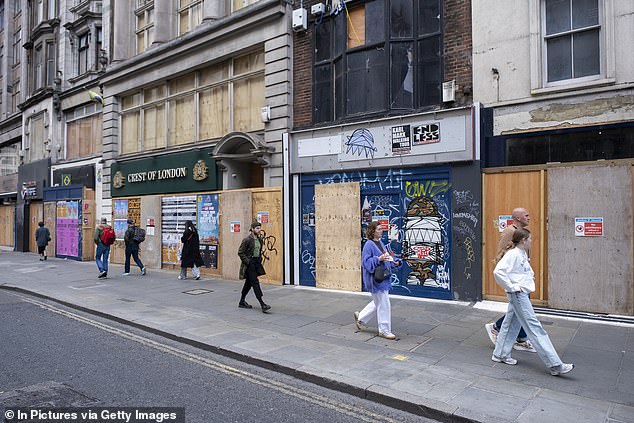Closed down retail spaces on Oxford Street on 4th May 2025 in London