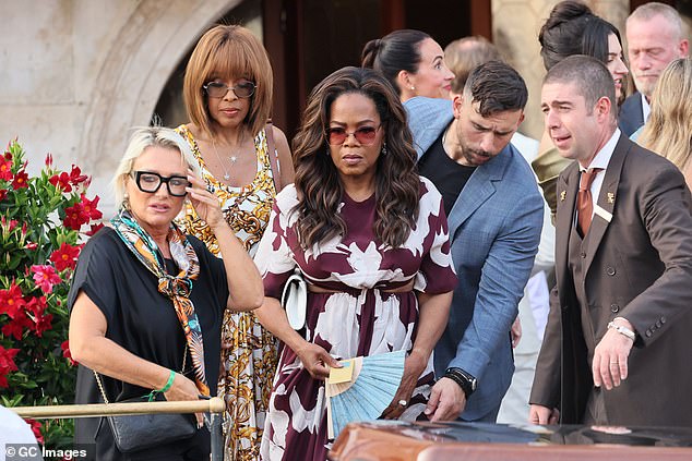 Billionaire Oprah Winfrey carefully boarded a water taxi with BFF Gayle King
