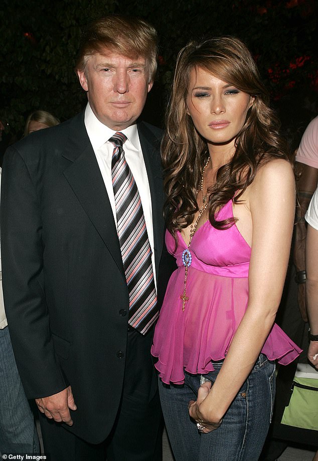 Trump with his third wife Melania during New York Fashion Week in 2005