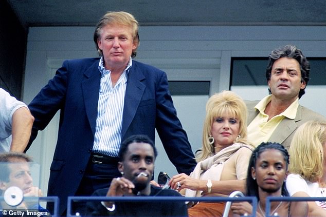 Trump pictured watching tennis at the US Open in September 1997 - a month after Diana died