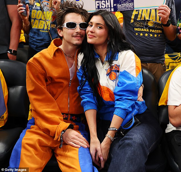 Timothée and Kylie pictured at the playoffs between the New York Knicks and the Indiana Pacers on May 31, 2025