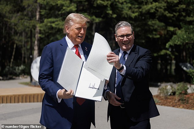 Prime Minister Keir Starmer jokes after Trump dropped the trade papers on the floor