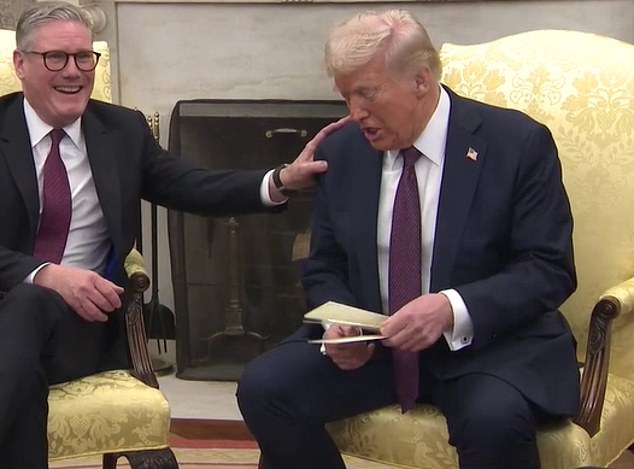 On his first visit to the White House to see Trump in February, Starmer was all too happy to present the US President with a letter from King Charles in the middle of a press conference