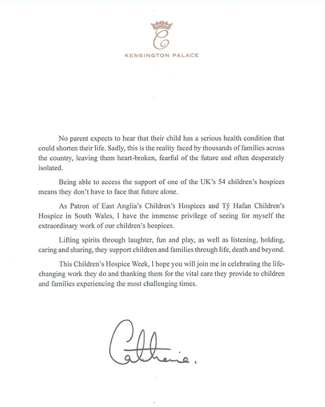 Last Friday, the Princess released a personal message to mark Children's Hospice Week