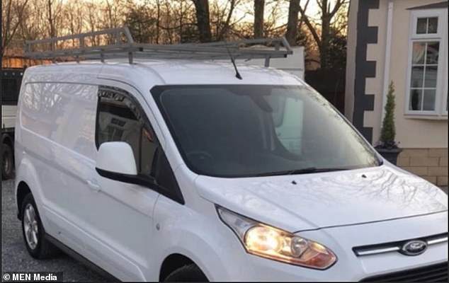 The offences took place in Linfoot's van (pictured) in Rivington, Greater Manchester