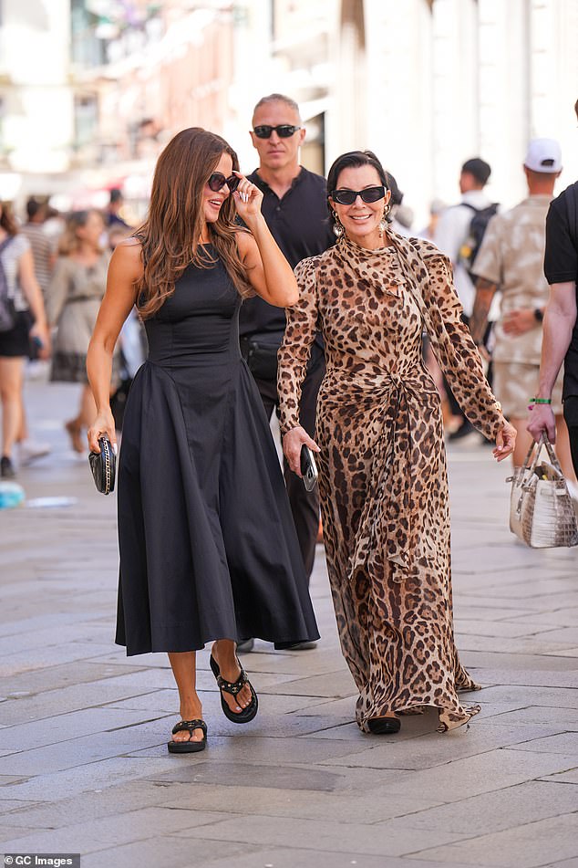 Khloe, 41, also showed off her gym-honed figure into a simple black summer dress as she went shopping with her leopard print clad mother Kris Jenner