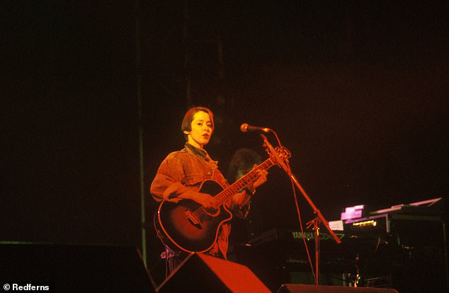 Suzanne Vega, (pictured), became the first woman to take the headlining slot at the festival's esteemed Pyramid Stage - but had to wear a bulletroof vest after the band received threats from a stalker