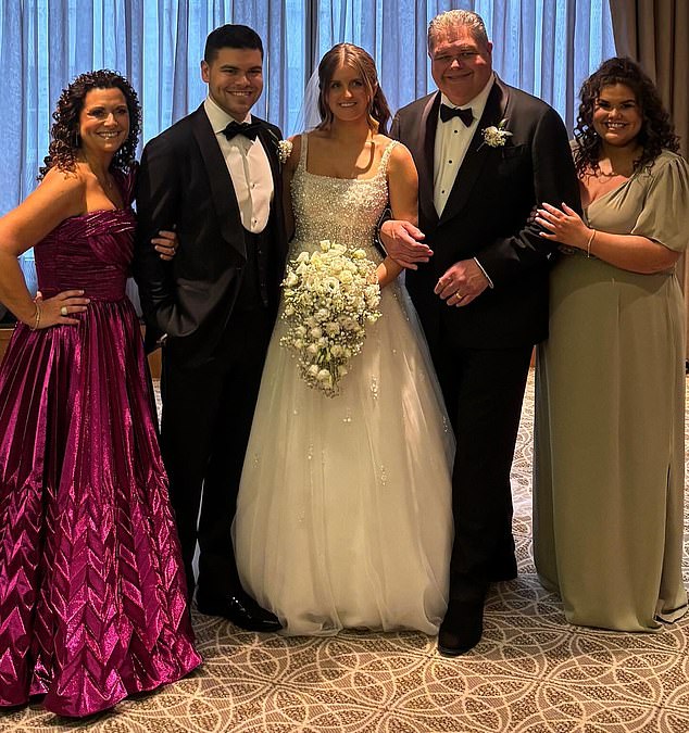 But just like his co-star Andrew Michael, Josh (second left, pictured with his family and new wife Hannah at his wedding earlier this year) left the programme in 2018 after getting a job at the Cabinet Office - and his family soon followed