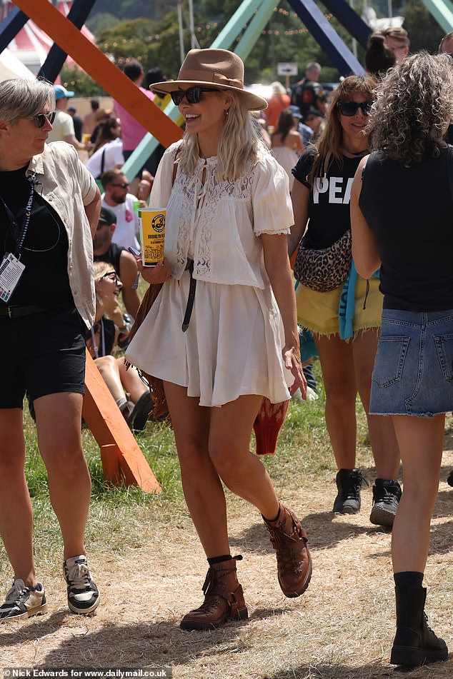 The TV presenter, 44, has been a longtime regular at the hotly-anticipated music festival and arrived at Worthy Farm in style after jetting in from London Heliport