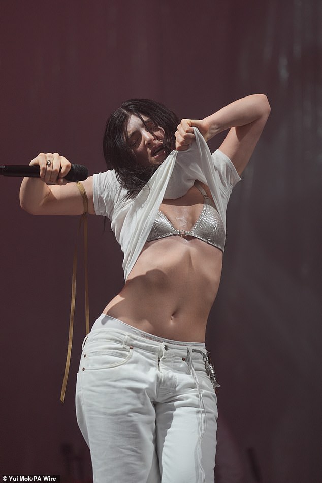 Lorde flashed her incredible as she performed on stage, lifting her top to expose her bra