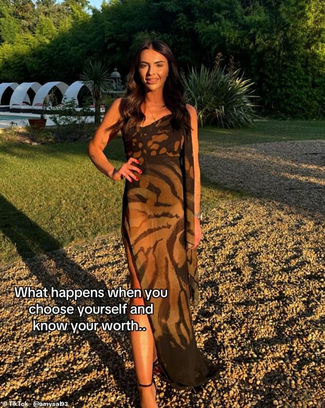 The content creator has also worked to perfect her appearance by investing in Botox and hair extensions. Pictured after her weight loss