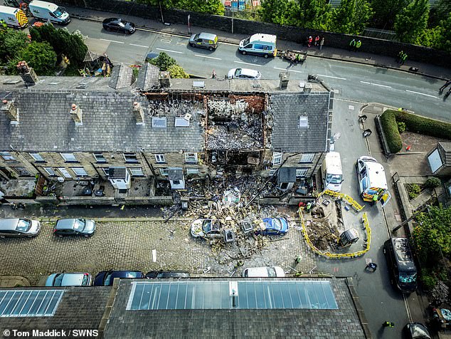 Photographs taken in the immediate aftermath of the explosion showed hundreds of gas cannisters scattered across the scene. They appear to have been stored in an upstairs bedroom