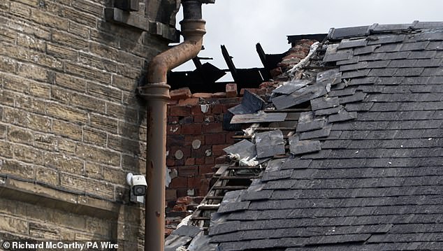 West Yorkshire Fire and Rescue Service said: 'We sent five crews, plus the technical rescue and command unit. 'The explosion had affected six houses. Crews used large jets and an aerial ladder to extinguish the fire'