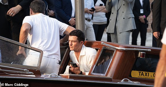 Venice Italy.Orlando Bloom and Tom Brady arrive at the evening event  re Jeff Bezos wedding at Madonna Del Orto.