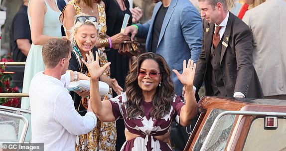 VENICE, ITALY - JUNE 26: Oprah Winfrey is sighting ahead of Jeff Bezos and Lauren Sanchez Wedding at Hotel Gritti on June 26, 2025 in Venice, Italy. (Photo by Ernesto Ruscio/GC Images)