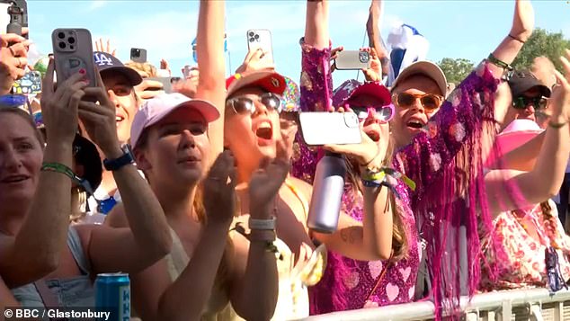 The crowd then joining Lewis in a rendition of megahit Someone You Loved