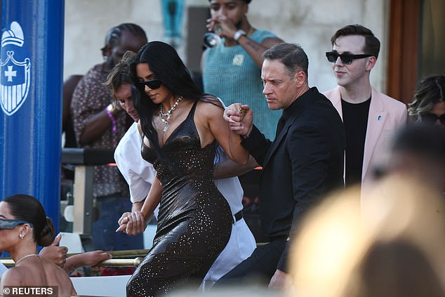 Kim Kardashian leaves Gritti Palace, on the second day of the wedding festivities of Amazon founder Jeff Bezos and journalist Lauren Sanchez, in Venice, Italy, June 27, 2025