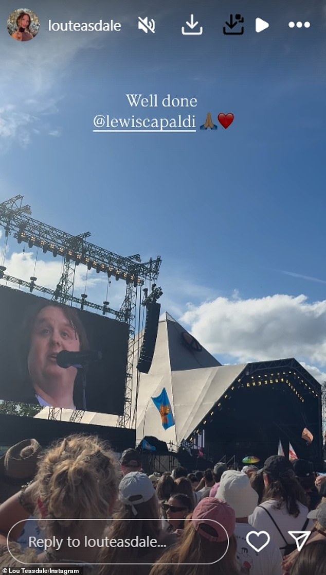 The couple were among those who turned out for Lewis's surprise gig on the Pyramid stage
