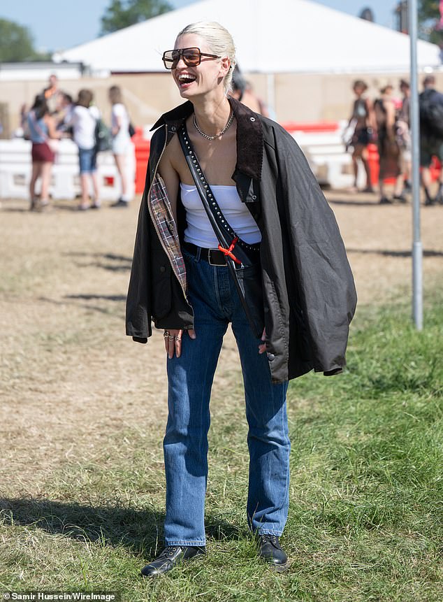 Also spotted on Friday was model and singer Pixie Geldof, who was wearing a brown oversized wax jacket