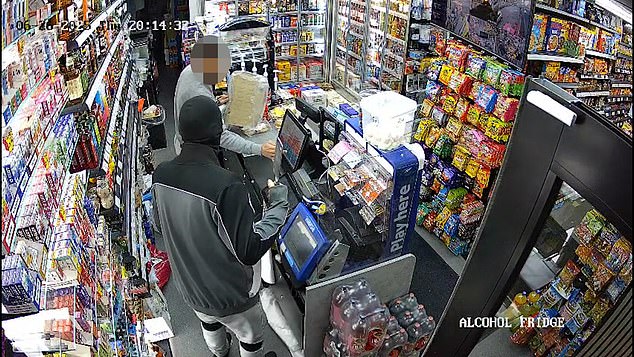 The baclava-clad man demanded the shopkeeper open the till saying 'empty the till now'