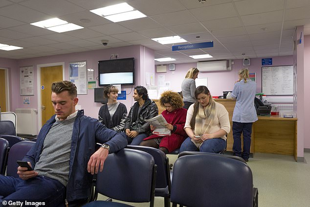 Starmer is also set to link doctors' and nurses' pay to their success in bringing down waiting lists (File image of an NHS waiting room)