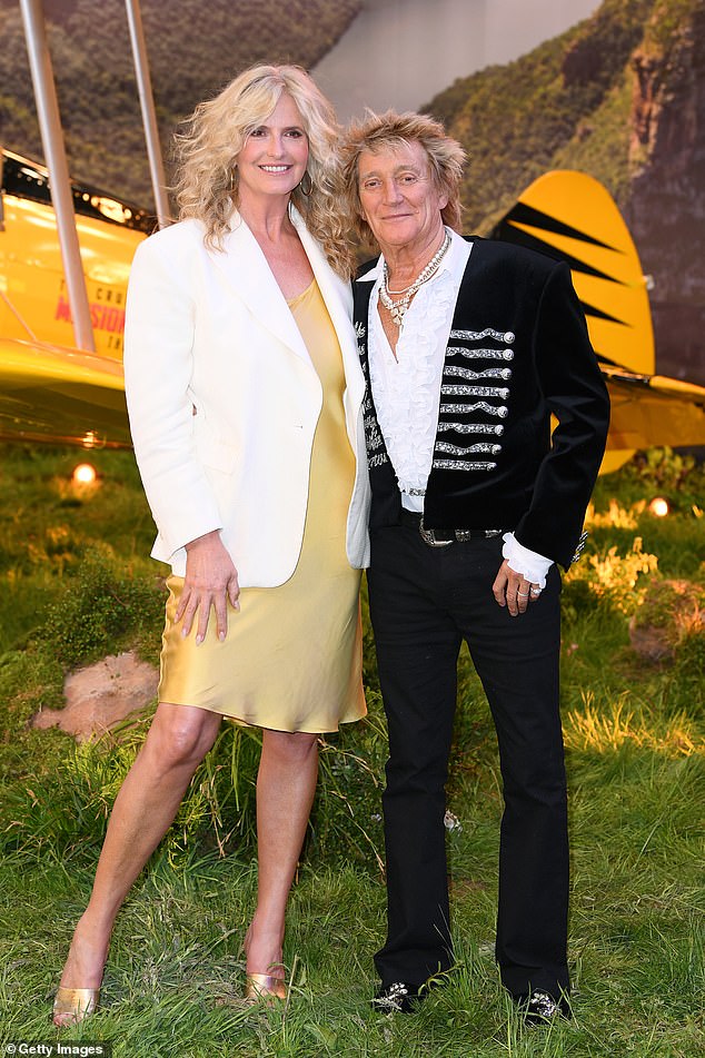 Sir Rod and his wife Penny Lancaster are staying at a £1000-a-night hotel in Bath along with the band (Seen in May)