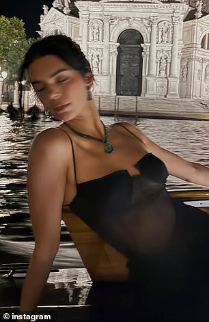Pictures shared on Instagram showed Jenner weaving through the city's canals and posing against the breathtaking backdrop of Italy's finest architecture