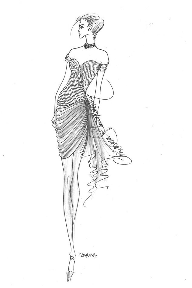 Greek designer Christina Stambolian sketched out the dress with Diana present, Claudia Joseph revealed in her book, Diana: A Life In Dresses