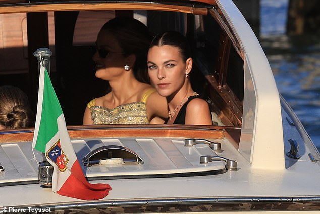 The Italian beauty looked as radiant as ever as she soaked up the sun on the way to the nuptials