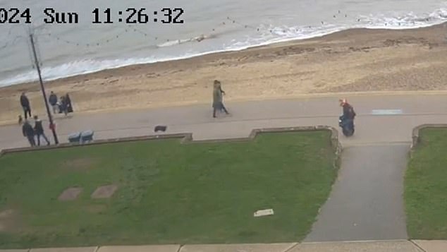 CCTV footage shows Andrew Wickenden riding on a single-wheeled electric scooter on Sunday, November 3, as he weaves in and out of pedestrians