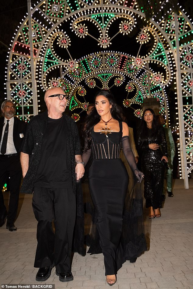 Kim pictured with Domenico at her sister Kourtney's wedding 2022 - in head to toe D&G ensembles