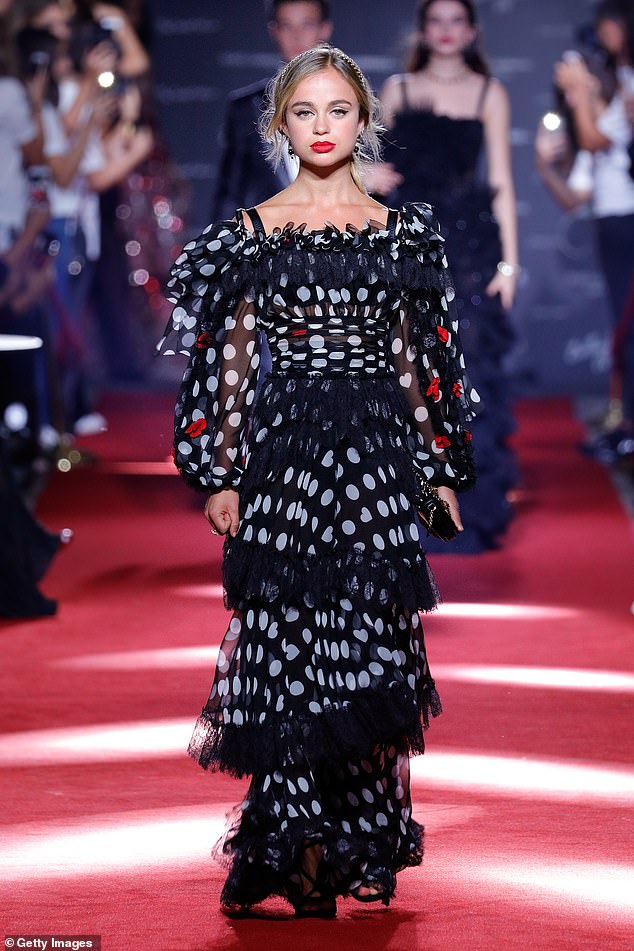 Elsewhere, Lady Amelia Windsor (pictured in 2017) has also being enlisted as a model by the brand alongside Princess Maria-Olympia of Greece