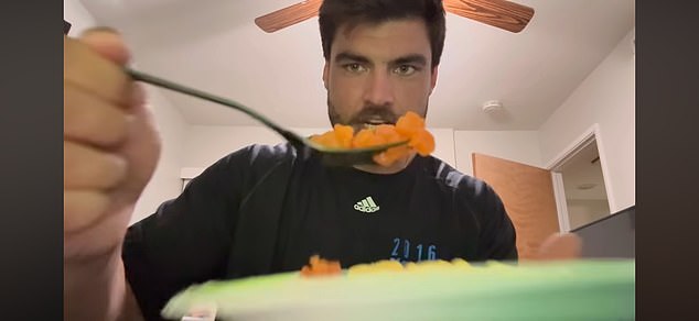 San Diego-based Michael Alves, a former college football player, tried the so-called 'baby food diet' in a self-imposed challenge posted to his YouTube channel, Killdozer