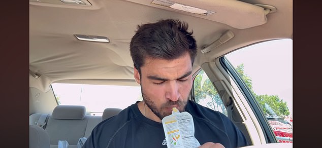 Before starting, Alves lays out strict ground rules: everything he eats and drinks must be made for babies or toddlers and all meals must be consumed using baby utensils