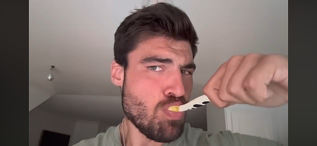 The video has since racked up more than 820,000 views and documents the 26-year-old surviving on pouches, purees and formula drinks for the best part of a week