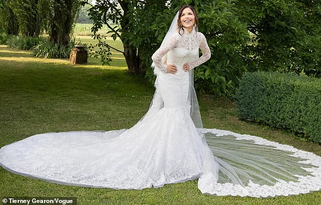 The bride stuck to several traditions - including not letting the groom see the gown before the big day