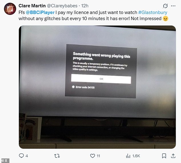 Many viewers took to X in their droves to complain about the constant buffering and glitching throughout the headline show