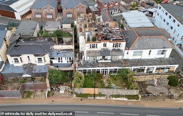 The derelict and destroyed St Moritz hotel in Sandown