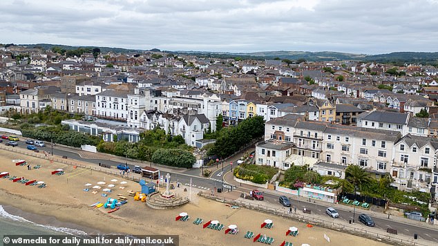 Pictured: A row of hotels on Sandown seafront which are all derelict, including the Ocean Hotel and Esplanade Hotel