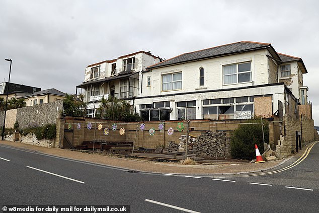 The derelict St Moritz and Tavic 2 hotels in Sandown were damaged by a fire in 2018