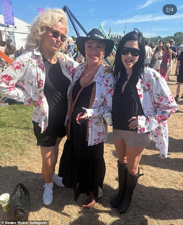The trio looked like they were having the time of their lives, as they showed off matching white floral jackets
