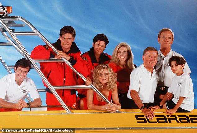 Her Baywatch character left the show at the start of the third season when she got married to Billy Warlock's character and they moved to Australia; pictured on Baywatch